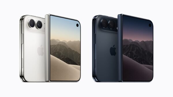 Apple iPhone Duo foldable shown in its star white and night sky colours